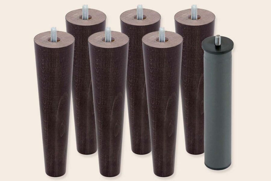7_PATAS_CONICAS_CHOCOLATE_25 Patas para bases Madera Cónicas 6+1 metálica Sonpura Altura 25cm